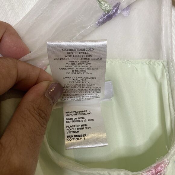 Jona Michelle Girls Dress Size 6 Spring Pastel Green Pink Floral Embroidered - Picture 12 of 12